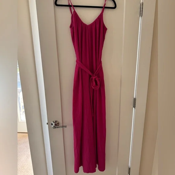 H&M Pink Tie-Belt Jersey Jumpsuit - Picture 3 of 5